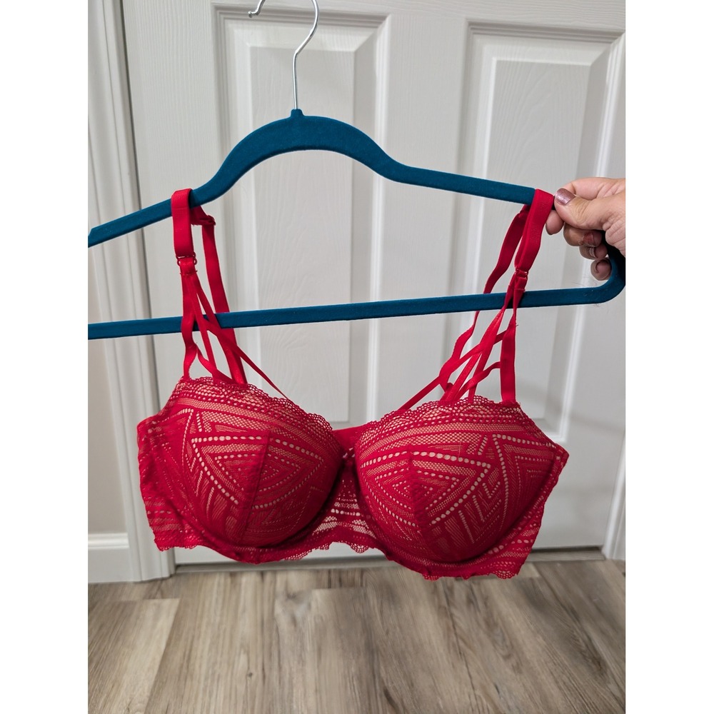Adored by Adore Me, 38D, Red Lace, Tessa Contour Bra, Romantic